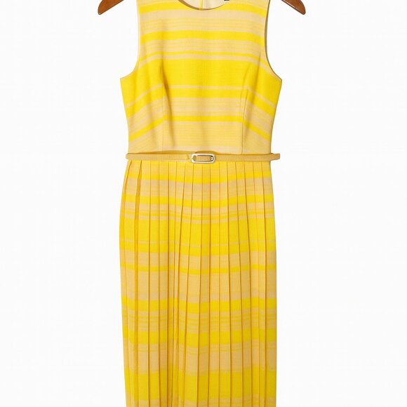 French Connection London Rock Yellow Pleated Maxi Dress – Size 8 - Picture 4 of 9